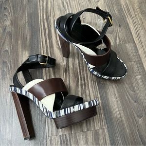 Balenciaga Ankle Strap Blue Multicolored Platform Heel Sandals